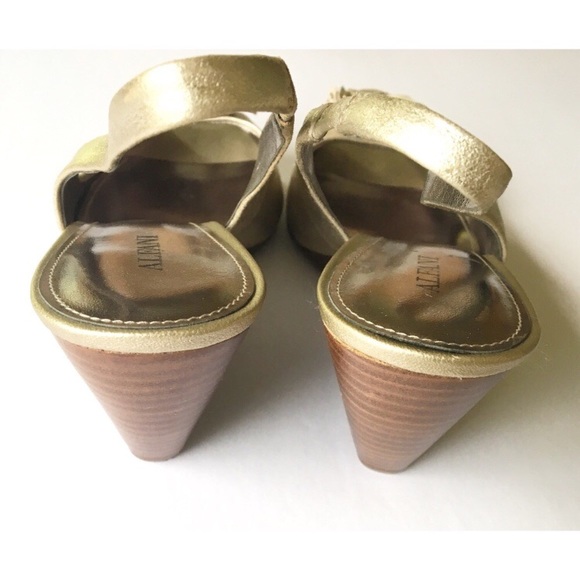 Alfani Sandals Back Strap Leather In Gold Size 7 - Picture 3 of 6